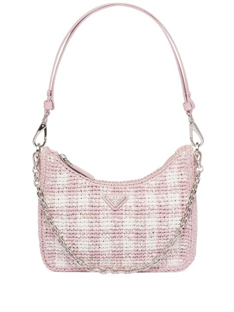 prada pink triangle pouch|prada pink raffia mini.